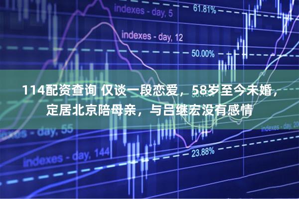 114配资查询 仅谈一段恋爱,58岁至今未婚,定居北京陪母亲,与吕继宏没有感情